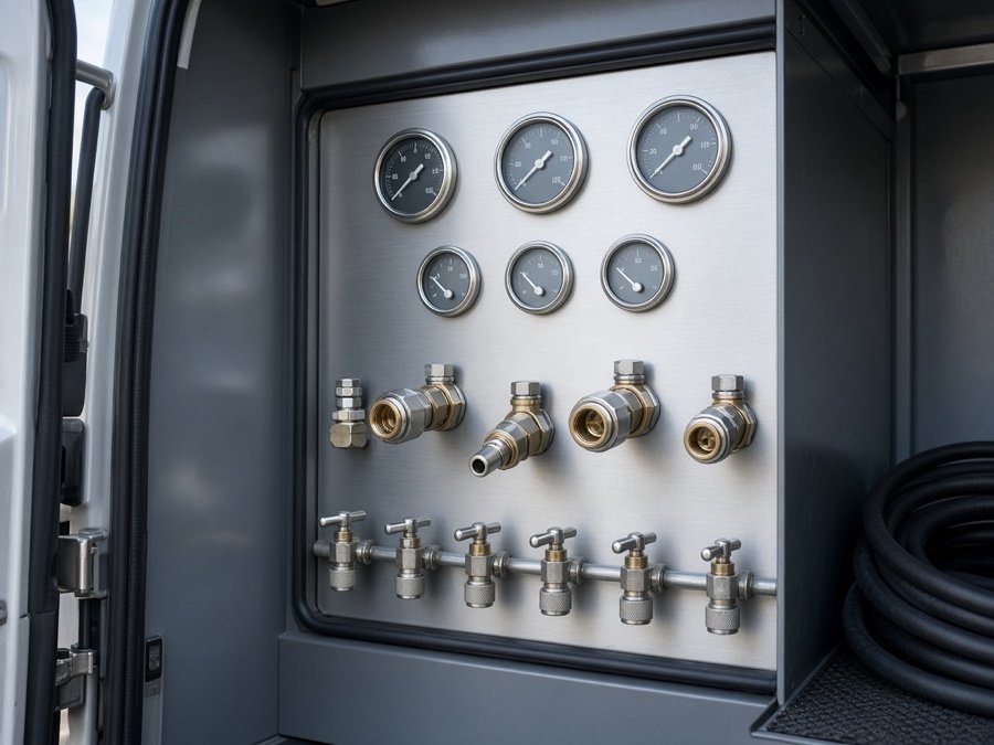 Truck compartment gauges and hose couplings — FOG Compliance, Inspections & Service Manifests in Fullerton, CA