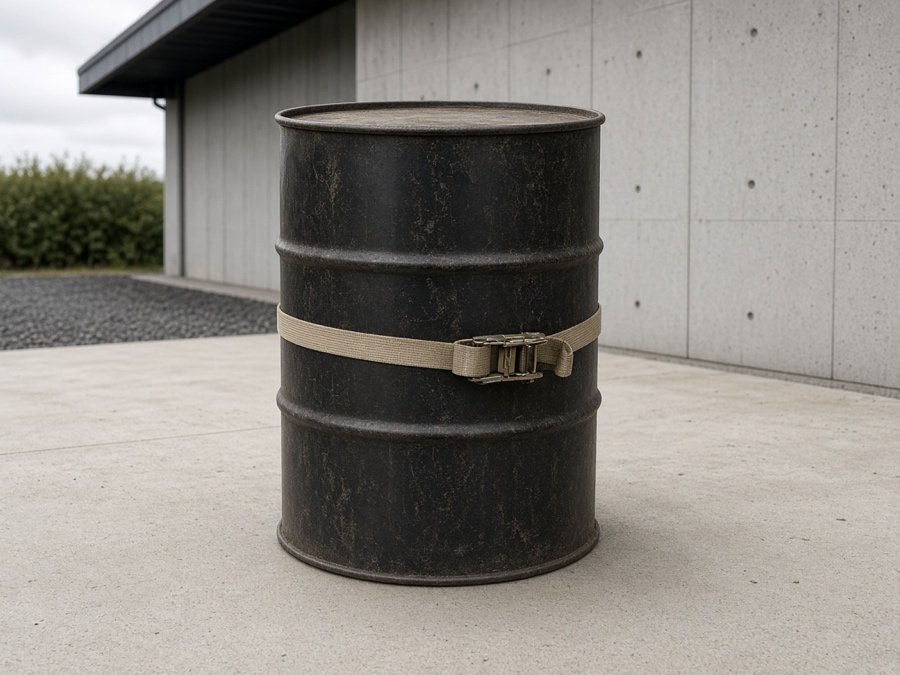 Sealed cooking oil drum staged for pickup — Used Cooking Oil Collection & Recycling in Fullerton, CA