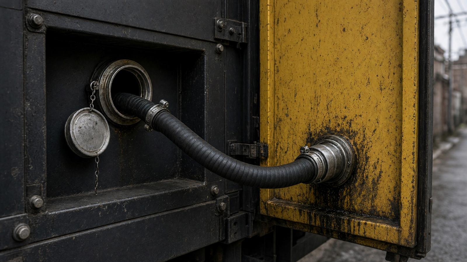 Collection truck coupled to a rear-door used cooking oil bin — Used Cooking Oil Collection & Recycling in Fullerton, CA